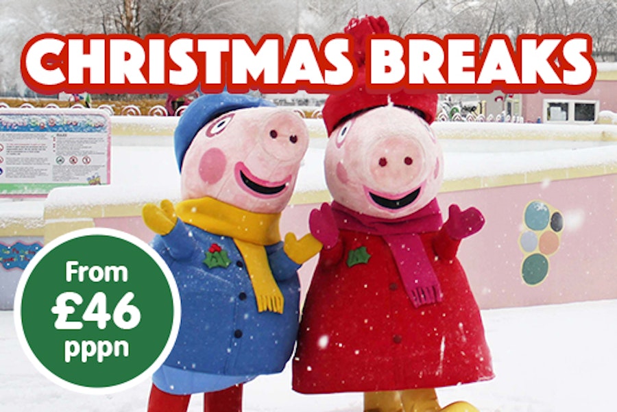 small peppa on bed with title that says 2 night breaks