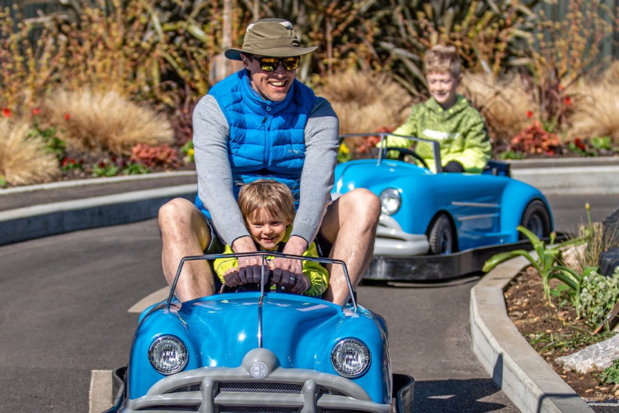 Father and son on driving ride