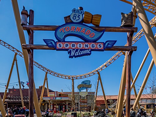 Tornado Springs sign at Paultons Park